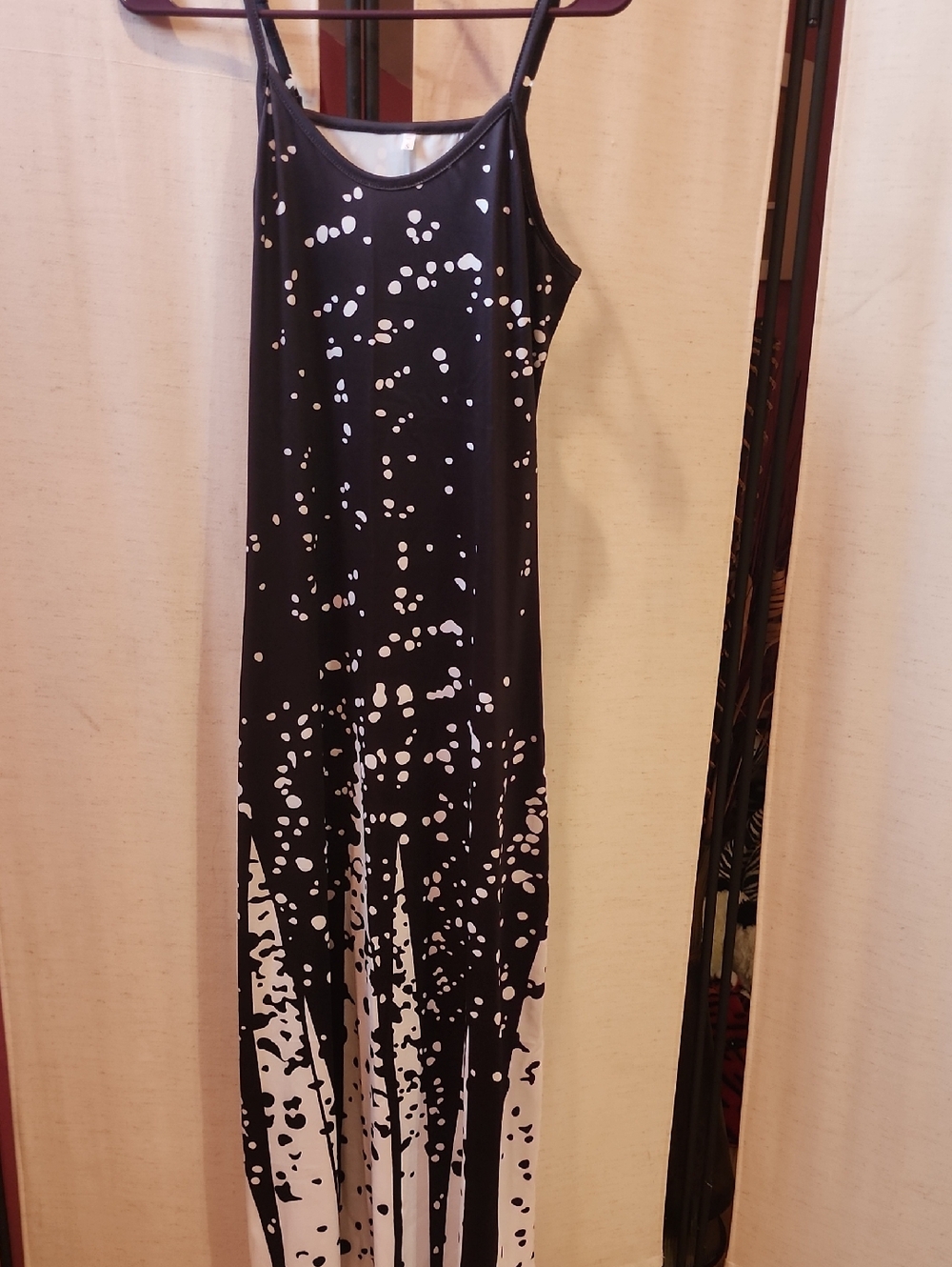 Black & White Spatter Print Maxi Dress